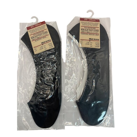 2 Muji Black/Charcoal Gray polyester mix, nonslip foot cover 89k - Picture 1 of 5